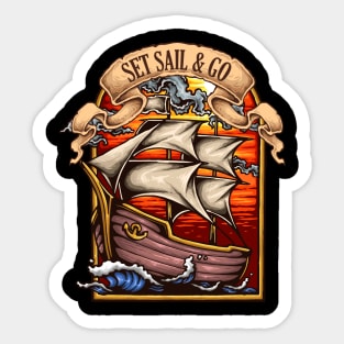 Vintage Boat Sailing Ocean Sticker